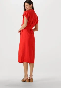 rode msch copenhagen midi jurk mschimila selia ss dress