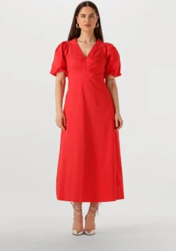 rode neo noir maxi jurk illana poplin dress