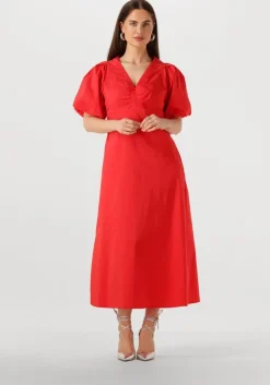 rode neo noir maxi jurk illana poplin dress