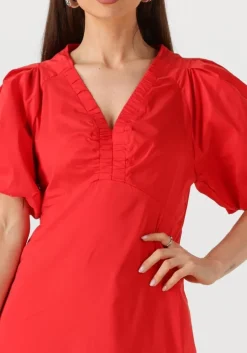 rode neo noir maxi jurk illana poplin dress