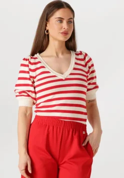 POM AMSTERDAM rode trui striped scarlet>DAMES Truien & Vesten