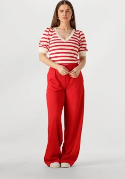 POM AMSTERDAM rode trui striped scarlet>DAMES Truien & Vesten