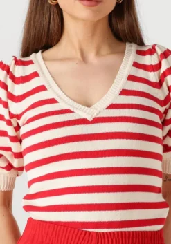 POM AMSTERDAM rode trui striped scarlet><noscript><img width=