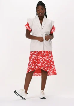 SUNCOO rode midi jurk cimba><noscript><img width=