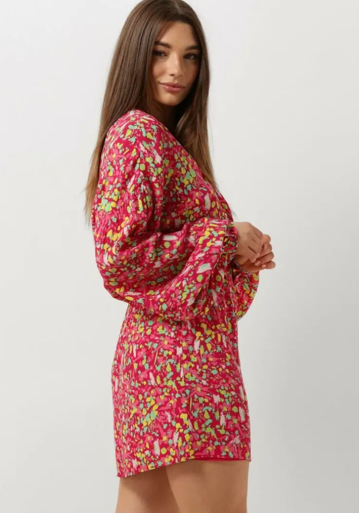 roze alix the label mini jurk ladies woven floral wrap dress