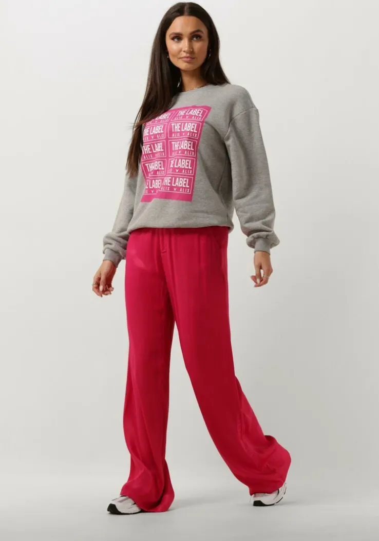 roze alix the label wijde broek ladies woven satin pants