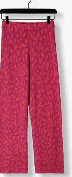 roze alix the label wijde broek ladies knitted wide leg jacquard pants