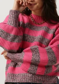 roze co'couture trui row melange stripe knit
