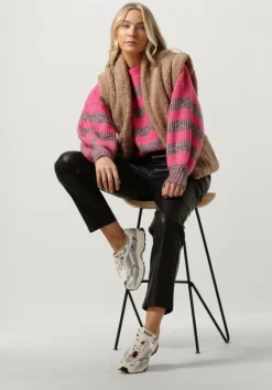 roze co'couture trui row melange stripe knit