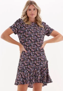 COLOURFUL REBEL mini jurk lies ditzy flower puff sleeve mini dress>DAMES Jurken