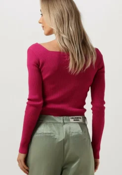 roze colourful rebel trui ariel square neckline knitted top