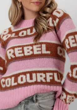 roze colourful rebel trui ximenia cr intarsia knitted sweater