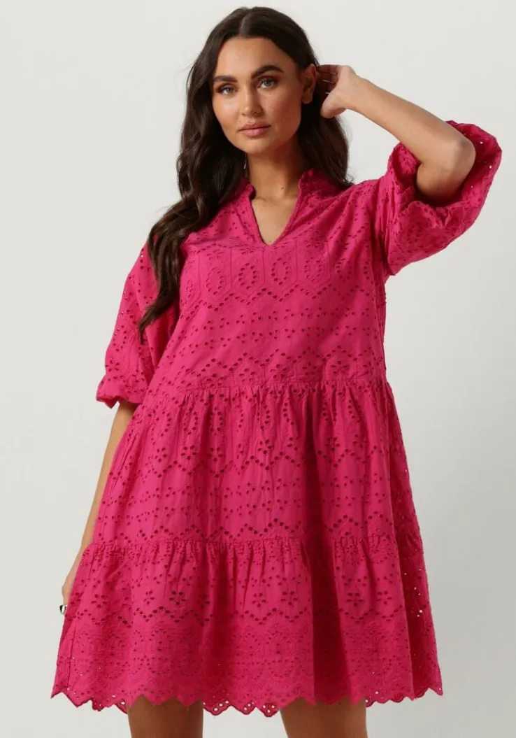 roze notre-v mini jurk nv-donna dress broderie anglaise dress