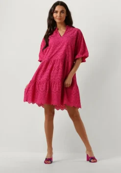 roze notre-v mini jurk nv-donna dress broderie anglaise dress