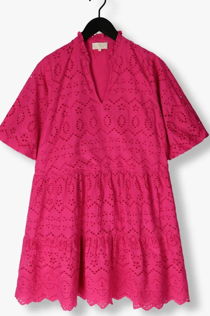 roze notre-v mini jurk nv-donna dress broderie anglaise dress