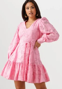 roze selected femme mini jurk slfcalli-sadie ls short v-neck dress ff