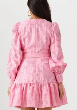 roze selected femme mini jurk slfcalli-sadie ls short v-neck dress ff