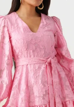 roze selected femme mini jurk slfcalli-sadie ls short v-neck dress ff