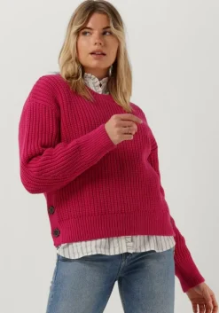 roze tommy hilfiger trui org cotton button c-nk sweater