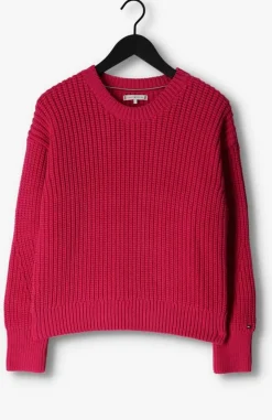 roze tommy hilfiger trui org cotton button c-nk sweater