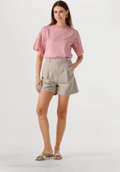 roze y.a.s. t-shirt yaslex ss top w. emb sleeves s. noos