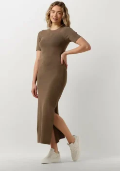 taupe gestuz midi jurk brielle