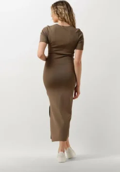 taupe gestuz midi jurk brielle