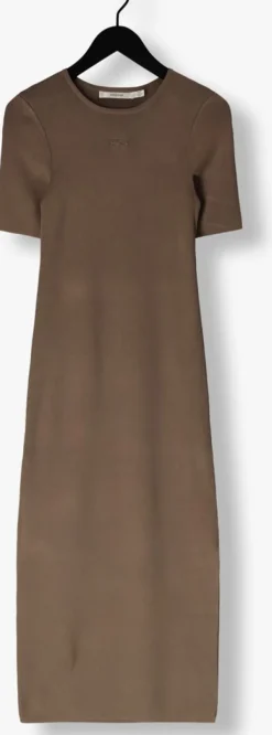 taupe gestuz midi jurk brielle