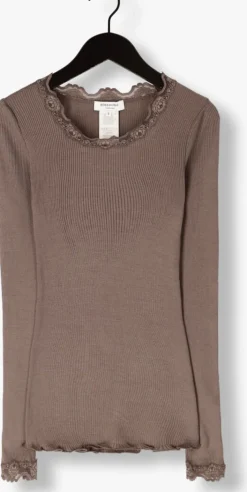taupe rosemunde top babette silk t-shirt lace