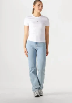 CALVIN KLEIN te t-shirt woven label rib fitted tee>DAMES Tops & T-Shirts