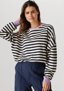 COLOURFUL REBEL te trui stripe contrast dropped shoulder sweat>DAMES Truien & Vesten