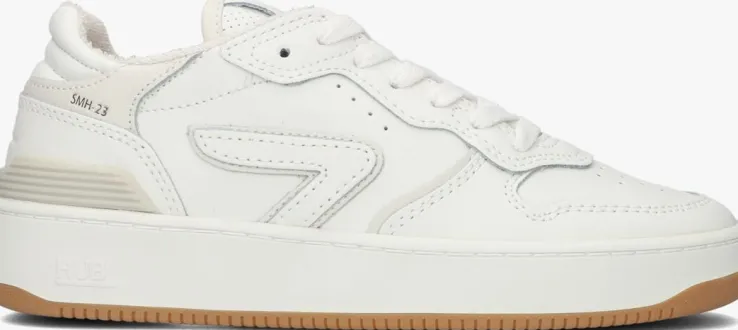witte hub lage sneakers smash