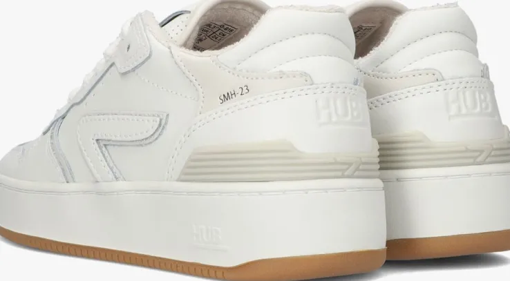 witte hub lage sneakers smash
