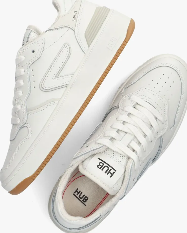 witte hub lage sneakers smash
