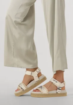 witte mou platte sandalen rope sandal black with strap