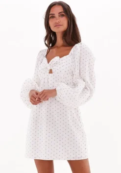 witte na-kd mini jurk tie front balloon sleeve dress
