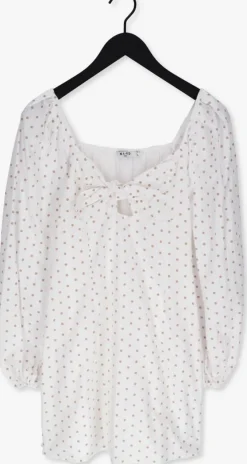 witte na-kd mini jurk tie front balloon sleeve dress