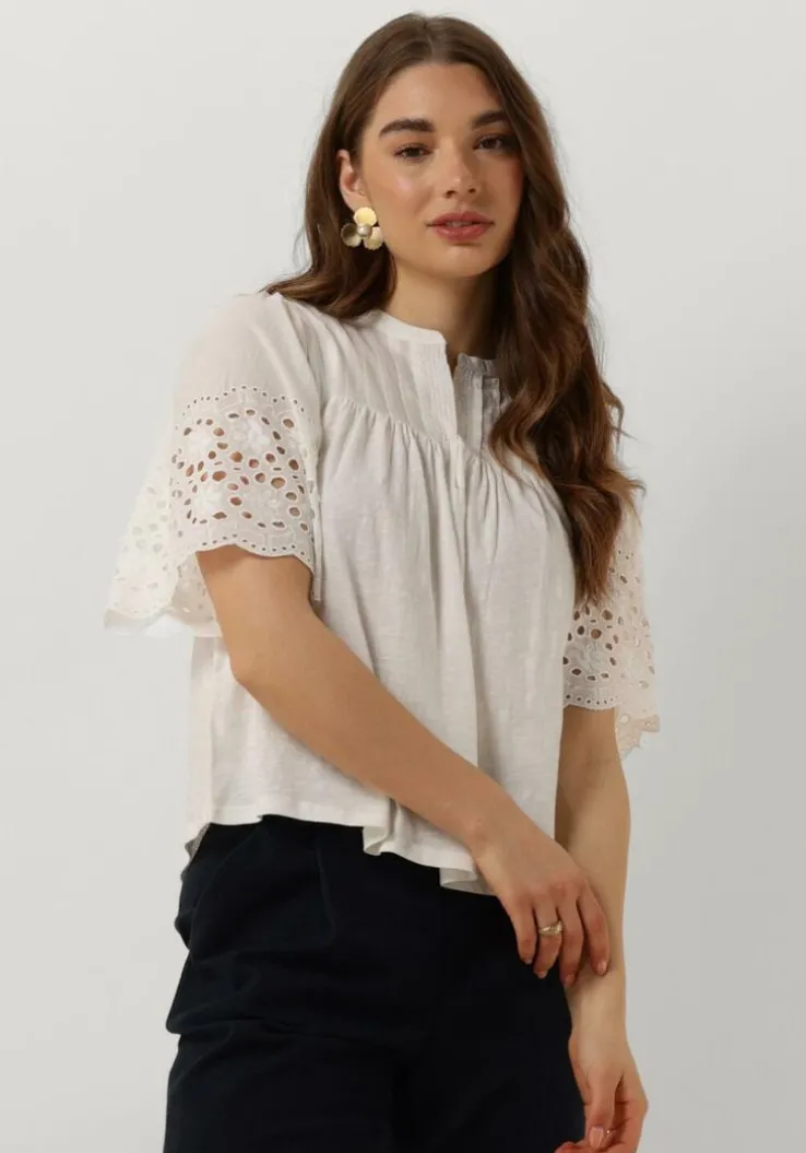 witte ruby tuesday blouses salome blouse with half embro sleeves and round neck