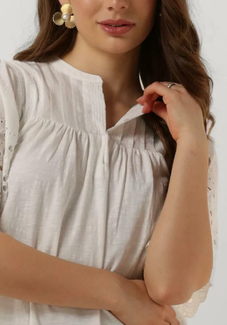 witte ruby tuesday blouses salome blouse with half embro sleeves and round neck