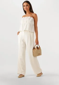 witte second female wijde broek lino troussers