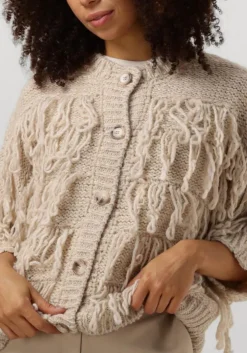 witte summum vest cardigan 3/4 sleeve fringe knit