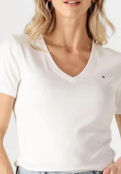 witte tommy hilfiger t-shirt new slim cody v-nk ss