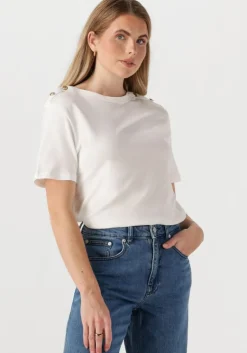 TOMMY HILFIGER te t-shirt reg stripe gold btn c-nk ss>DAMES Tops & T-Shirts