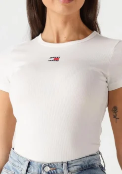 TOMMY JEANS te t-shirt twj slim badge rib tee><noscript><img width=