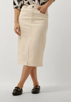 OBJECT midirok objellen mw midi twill skirt>DAMES Rokken