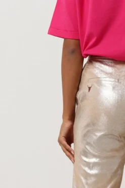 zilveren alix the label pantalon ladies woven faux suede straight leg pants