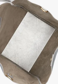 zilveren fred de la bretoniere schoudertas nalani shoulder bag shiny grain leather