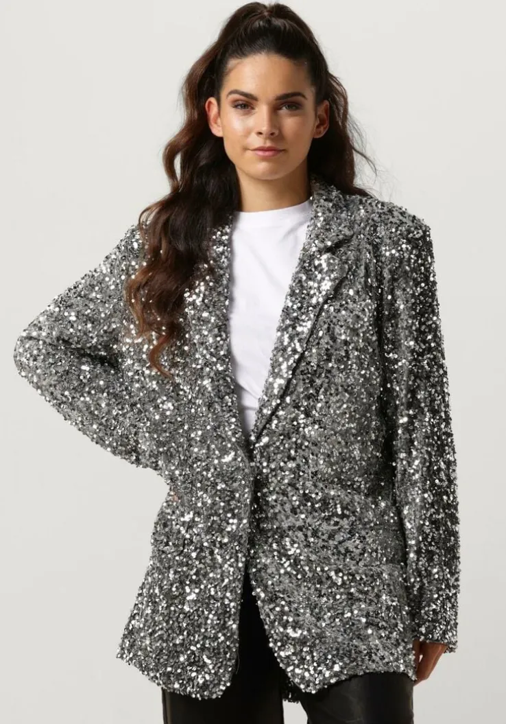zilveren notre-v blazer nv-christine glitter velvet blazer