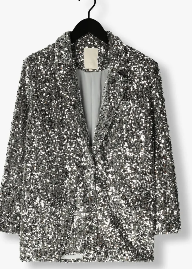 zilveren notre-v blazer nv-christine glitter velvet blazer