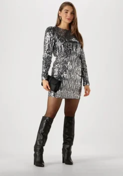 zilveren selected femme mini jurk slfari-colyn ls short sequins